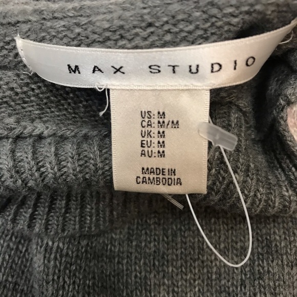 Max Studio Grey Beige Colour Block Knitted Mock Turtleneck Wool Blend Sw… - Picture 7 of 7